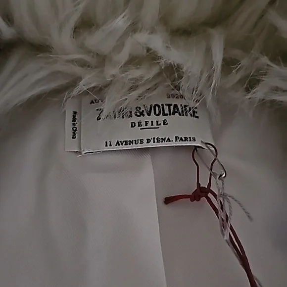 NWT Zadig & Voltaire Fred Tache Faux Fur Natural Coat Sz S